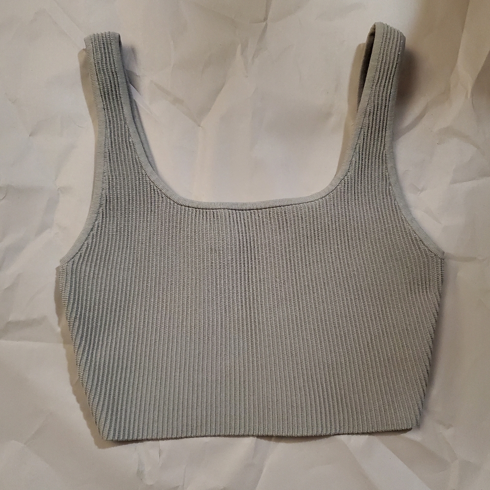 Aritzia Babaton Gray Sculpt Knit Crop Top